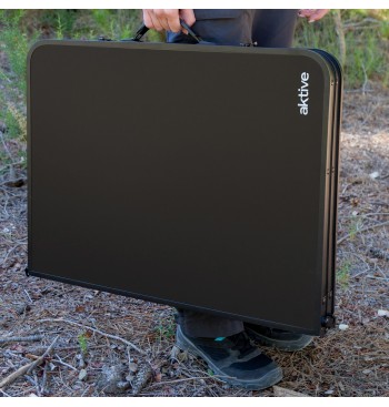 Mesa camping plegable 90x60x40/70 cm con 2 taburetes negro 2