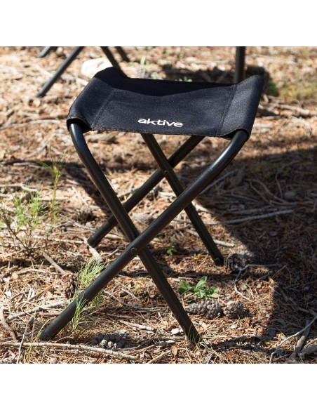 Mesa camping plegable 90x60x40/70 cm con 2 taburetes negro