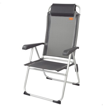 Chaise de camping pliante multi-positions gris foncé avec...