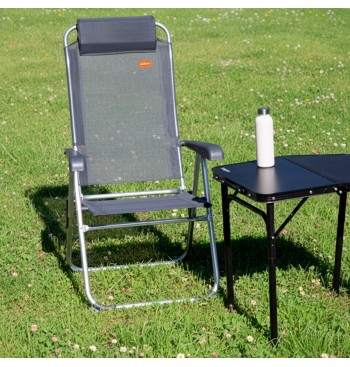 Chaise de camping pliante multi-positions gris foncé avec... 2