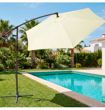 Parasol excentrique 300 cm rotation 360º crème 2