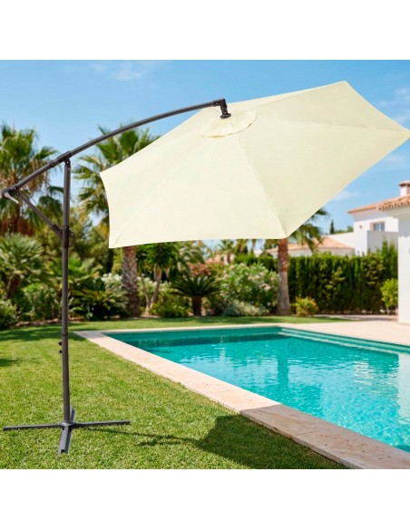 Parasol excentrique 300 cm rotation 360º crème