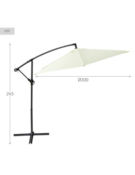 Parasol excentrique 300 cm rotation 360º crème
