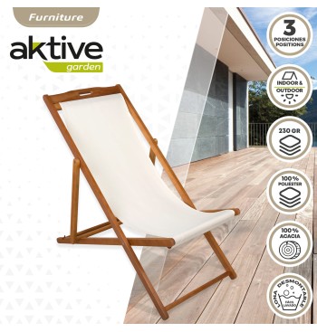 Chaise longue pliante en bois d'acacia 2