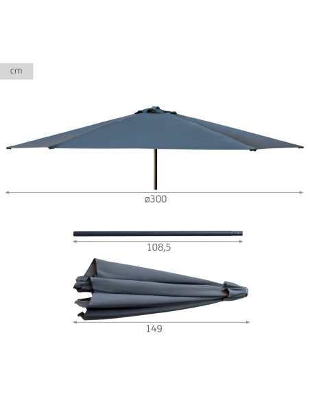 Parasol hexagonal Ø300 cm mât aluminium coloris anthracite