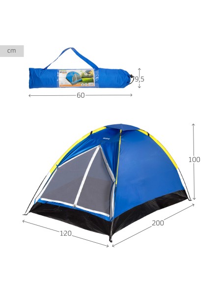 Tente pour 2 personnes 200x120x100 cm bleue
