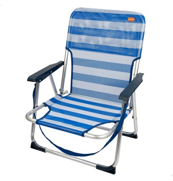 Chaise de plage basse fixe 45x40x70 cm rayures nautiques