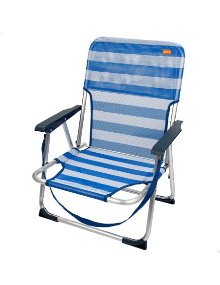 Chaise de plage basse fixe 45x40x70 cm rayures nautiques
