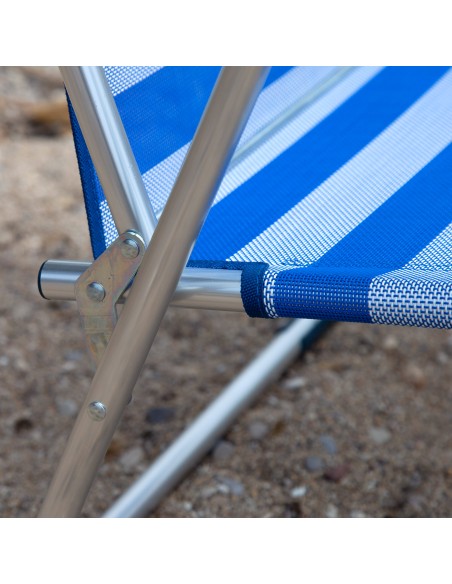 Chaise de plage basse fixe 45x40x70 cm rayures nautiques