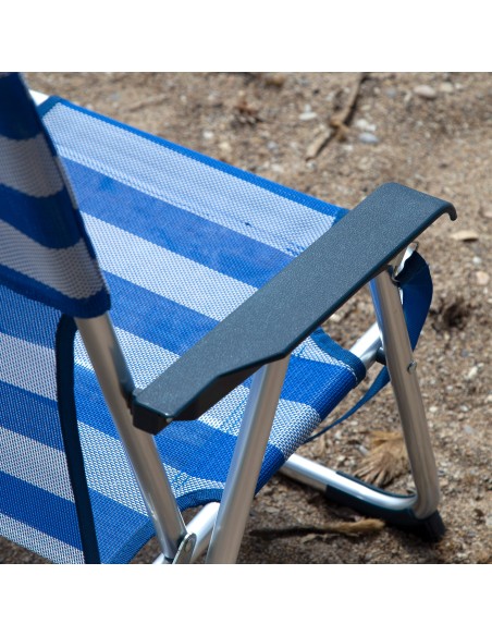 Chaise de plage basse fixe 45x40x70 cm rayures nautiques