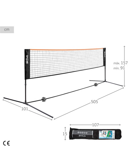 Filet de volley-ball et de badminton portable et réglable en hauteur avec sac