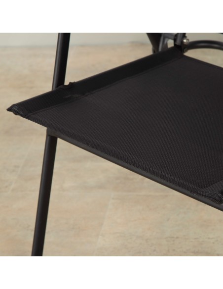 Lot de 4 chaises de jardin pliantes fines 47x64x95 cm noires, avec accoudoirs
