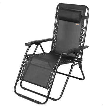 Chaise de jardin pliante à gravité zéro 52x68x104 cm noir...