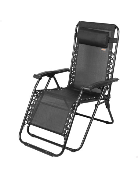 Chaise de jardin pliante à gravité zéro 52x68x104 cm noir 2 positions