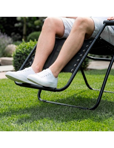 Chaise de jardin pliante à gravité zéro 52x68x104 cm noir 2 positions