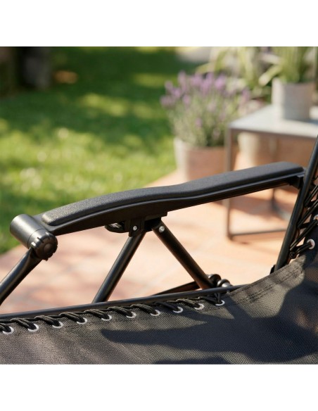 Chaise de jardin pliante à gravité zéro 52x68x104 cm noir 2 positions