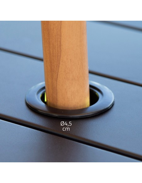 Table de jardin pliante avec trou pour parasol 120x75x70 cm noir