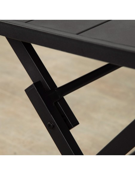 Table de jardin pliante avec trou pour parasol 120x75x70 cm noir