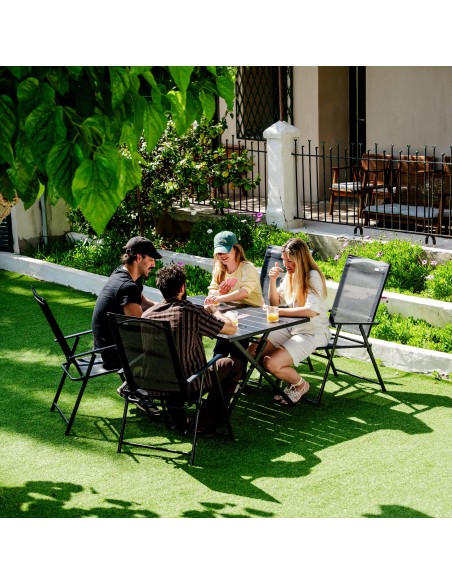 Table de jardin pliante avec trou pour parasol 120x75x70 cm noir
