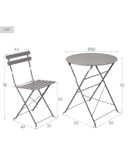 Conjunto de muebles de terraza 60x70 cm negro