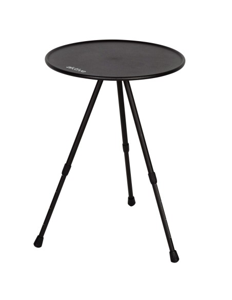 Table de camping pliante ronde en aluminium noir avec pieds antidérapants