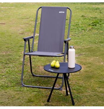 Table de camping pliante ronde en aluminium noir avec... 2