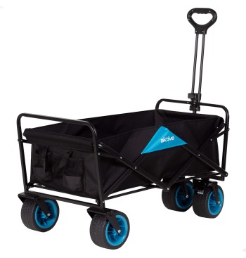 Chariot de plage pliable noir à 4 roues