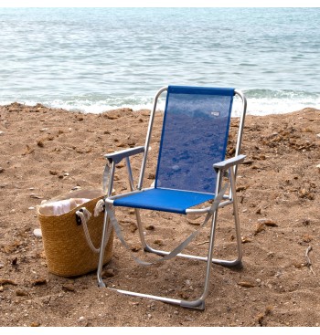 Chaise de plage haute fixe 45x45x75 cm bleu 2