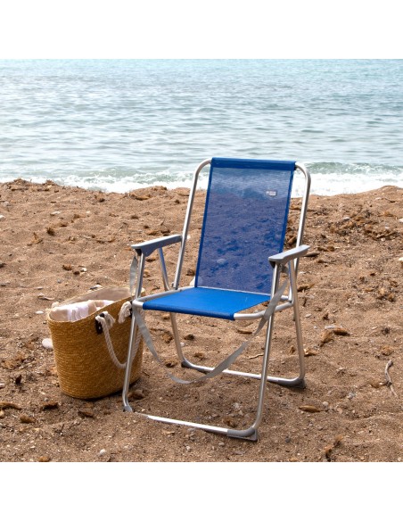 Chaise de plage haute fixe 45x45x75 cm bleu