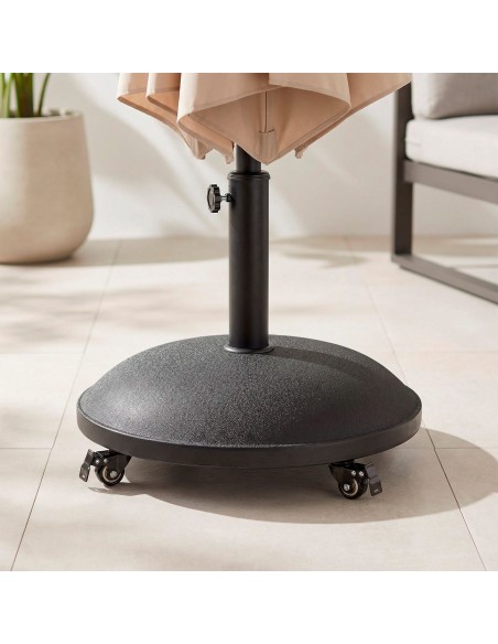 Pied de parasol circulaire en ciment Ø35/48 mm avec roulettes