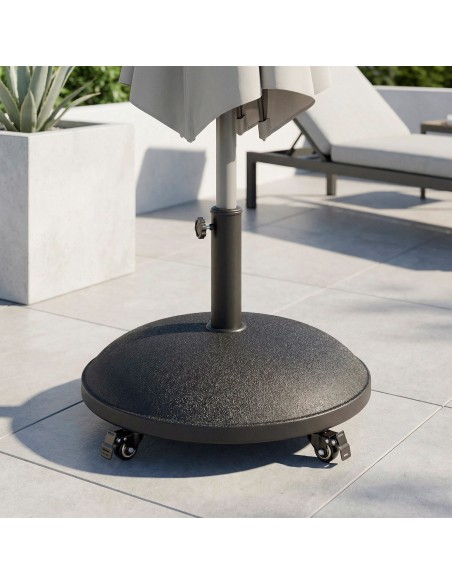 Pied de parasol circulaire en ciment Ø35/48 mm avec roulettes