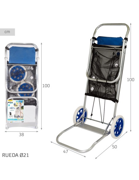 Chariot de plage en aluminium