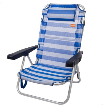 Chaise de plage basse multiposition 48x46x84 cm rayures...