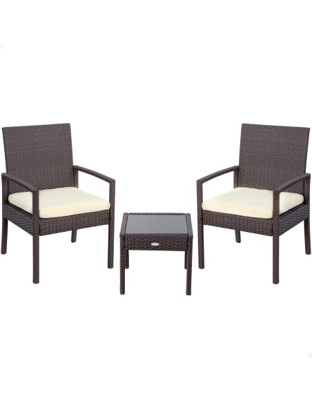 Petit ensemble table de jardin en rotin et 2 chaises