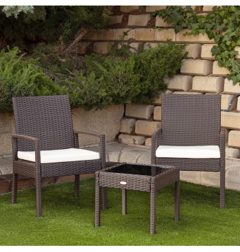 Petit ensemble table de jardin en rotin et 2 chaises 2