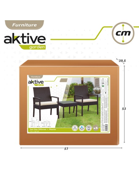 Petit ensemble table de jardin en rotin et 2 chaises