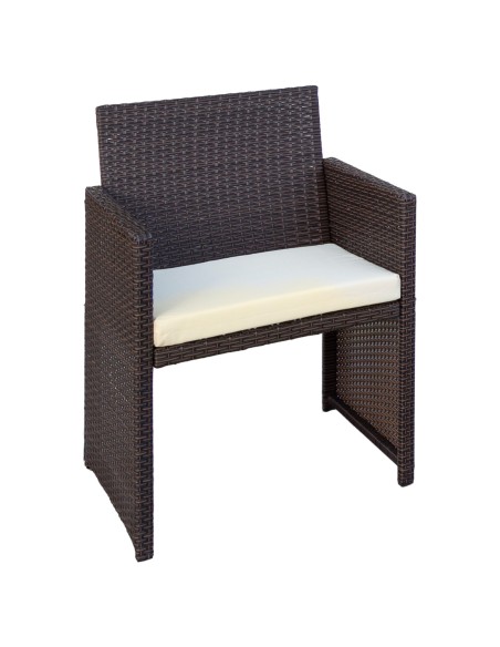 Conjunto mesa baja con balda, 2 sillas y 1 sofá jardín ratán
