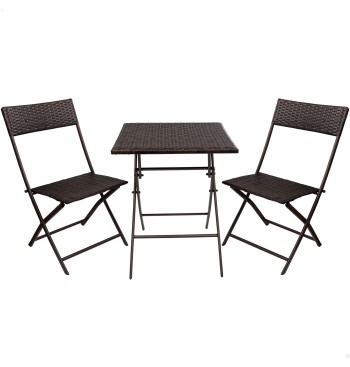 Ensemble table de jardin et 2 chaises en rotin