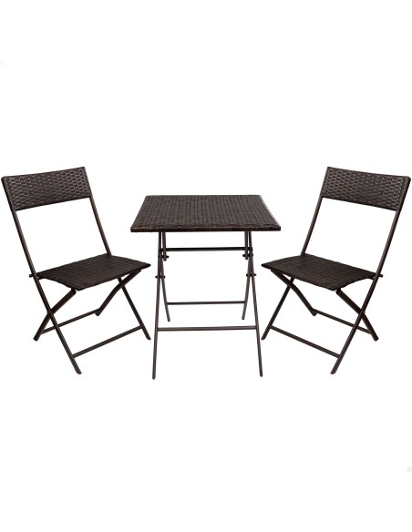Ensemble table de jardin et 2 chaises en rotin