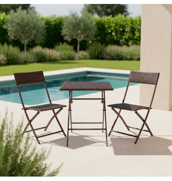 Ensemble table de jardin et 2 chaises en rotin 2
