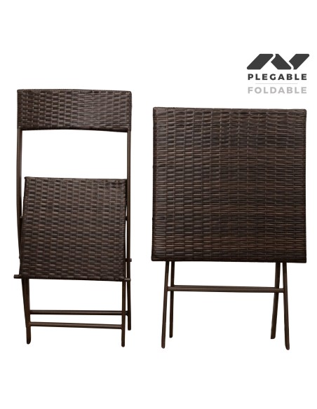 Ensemble table de jardin et 2 chaises en rotin