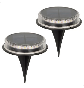 Pack 2 focos solares exterior luz LED blanca c/baliza...