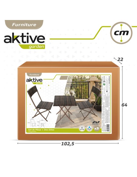 Ensemble table de jardin et 2 chaises en rotin