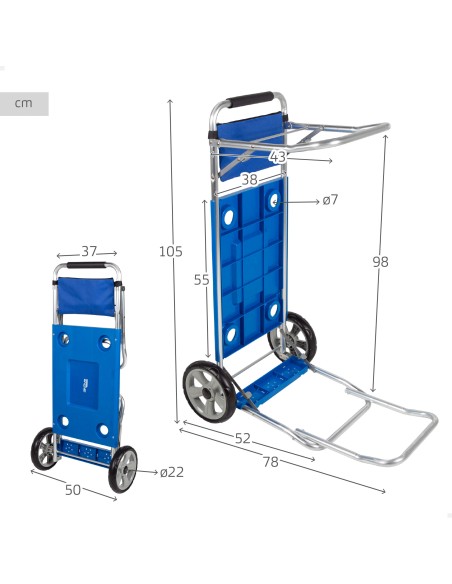 Chariot de table de plage pliant avec base extensible
