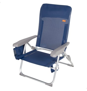 Chaise de plage multipositions Low slim 48x60x90 cm bleu...
