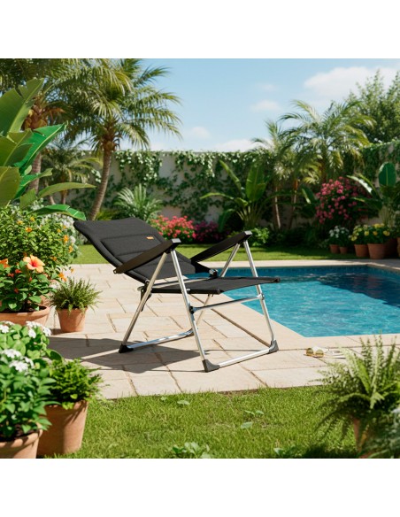 Silla plegable jardín acolchado Deluxe multiposición