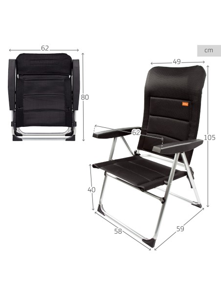 Silla plegable jardín acolchado Deluxe multiposición
