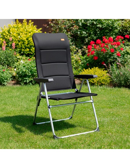 Chaise de jardin pliante multi-positions à dossier haut rembourrée de luxe