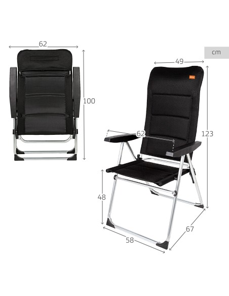 Chaise de jardin pliante multi-positions à dossier haut rembourrée de luxe