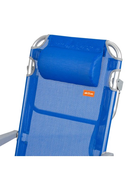 Chaise de plage basse multiposition 48x46x84 cm bleu